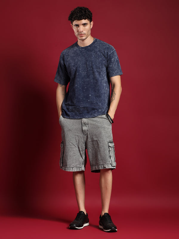 Urban Drift Acid wash unisex  T-Shirt-Indigo Blue
