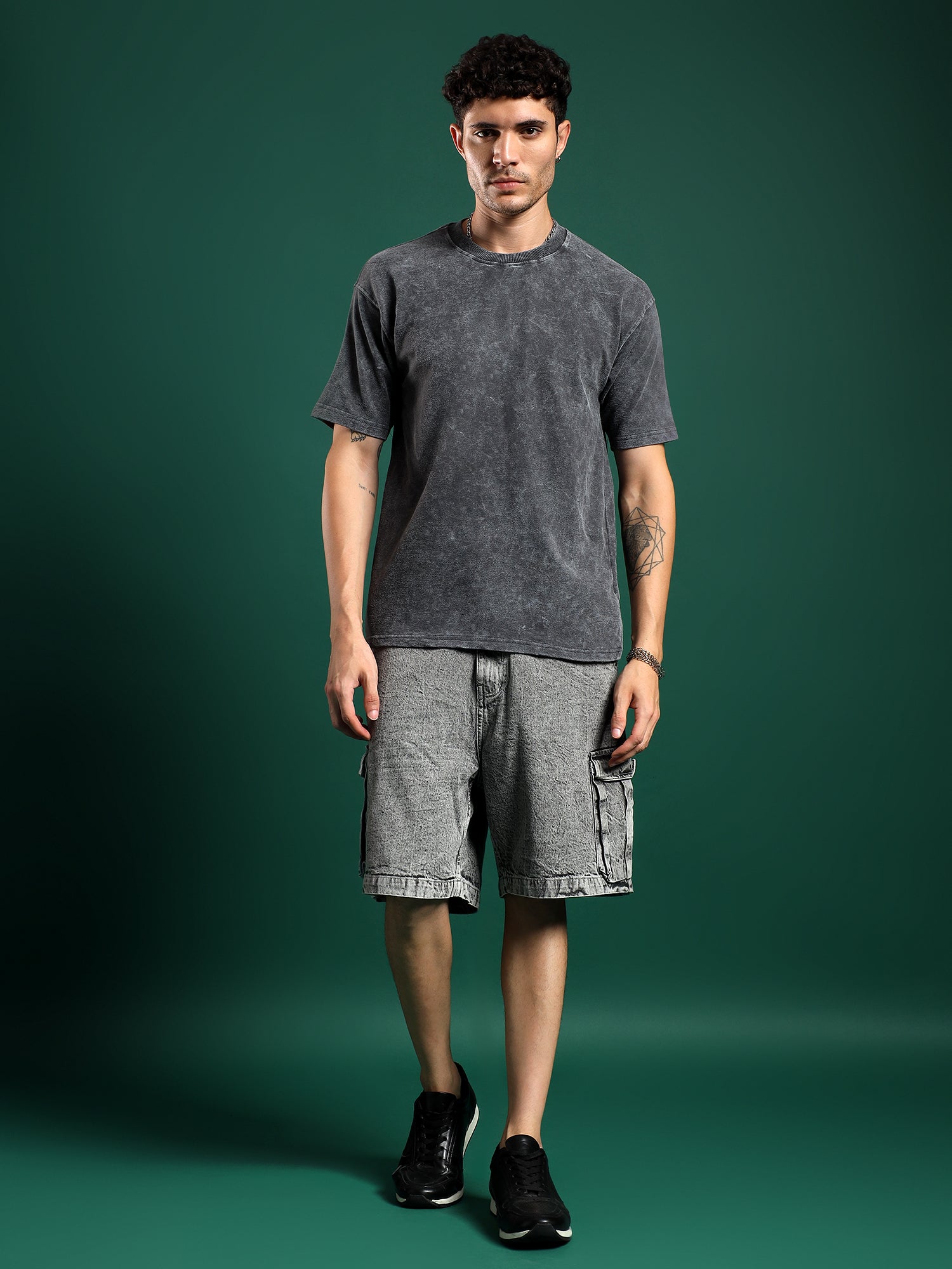 Urban Drift Acid wash T-Shirt-Stone Black