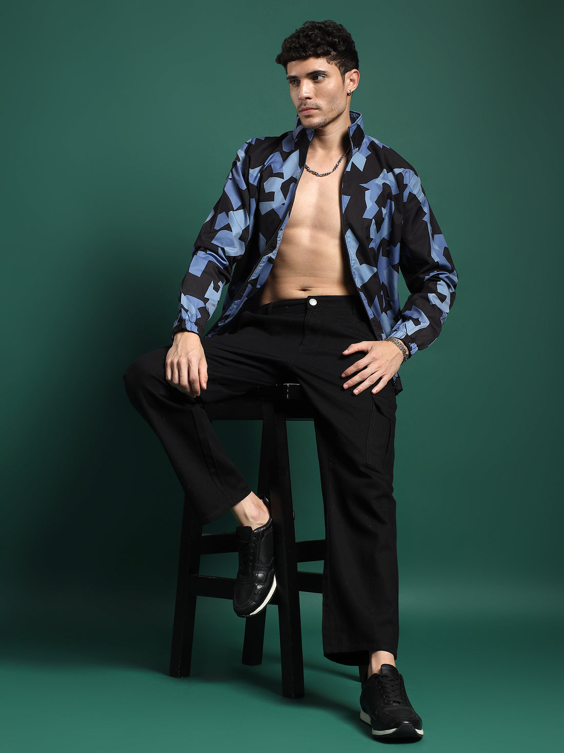 Shadow Geometry Jacket-Blue Mist