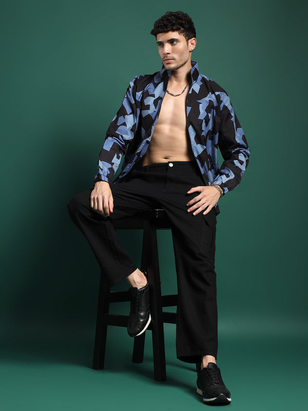 Shadow Geometry Jacket-Blue Mist