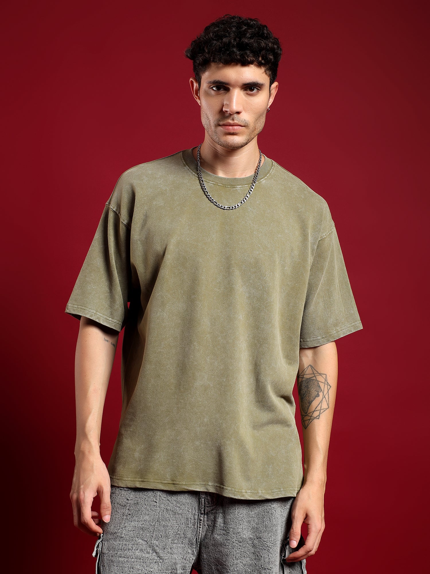 Urban Drift Acid wash unisex  T-Shirt-Moss Green