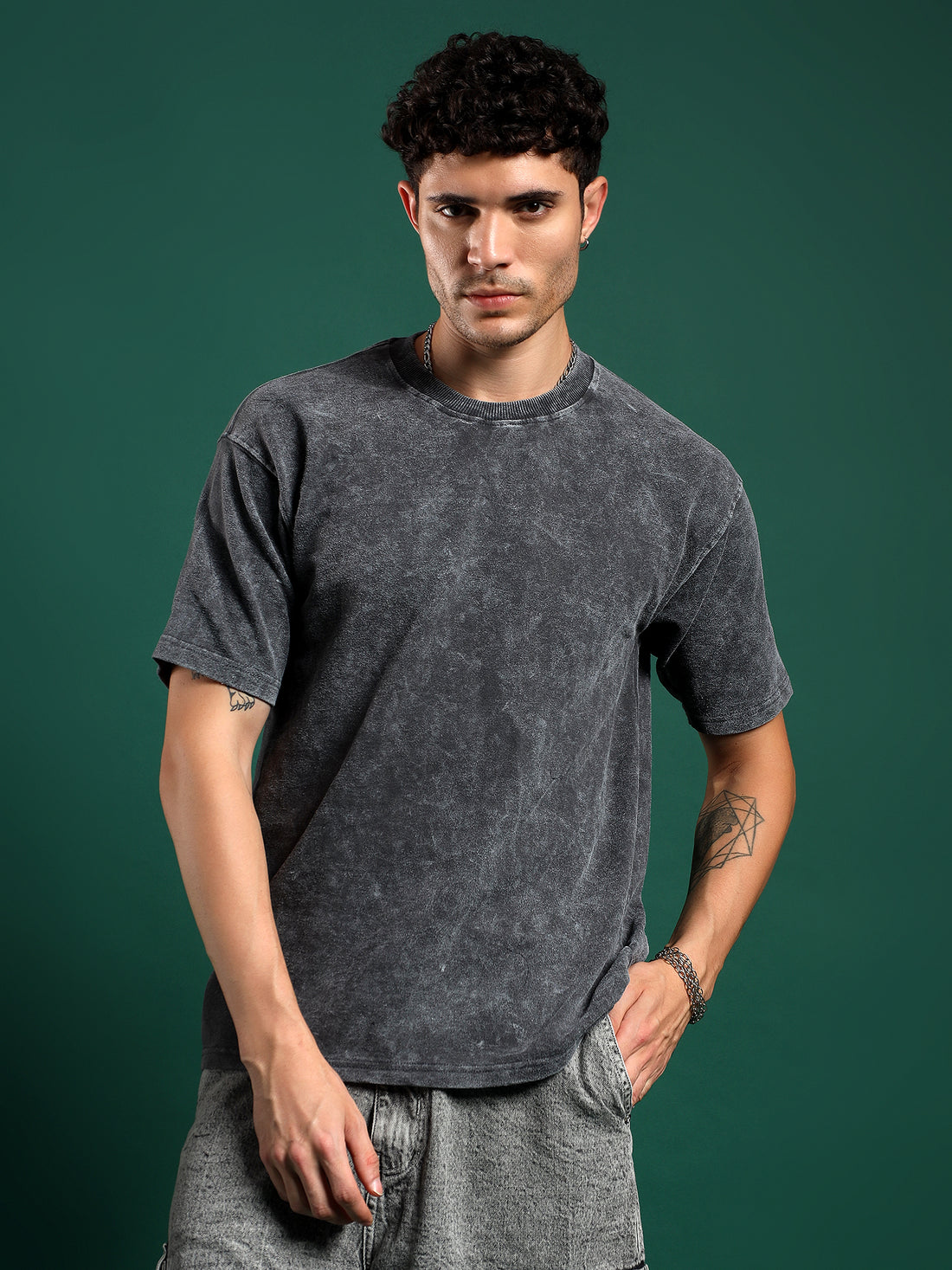 Urban Drift Acid wash T-Shirt-Stone Black