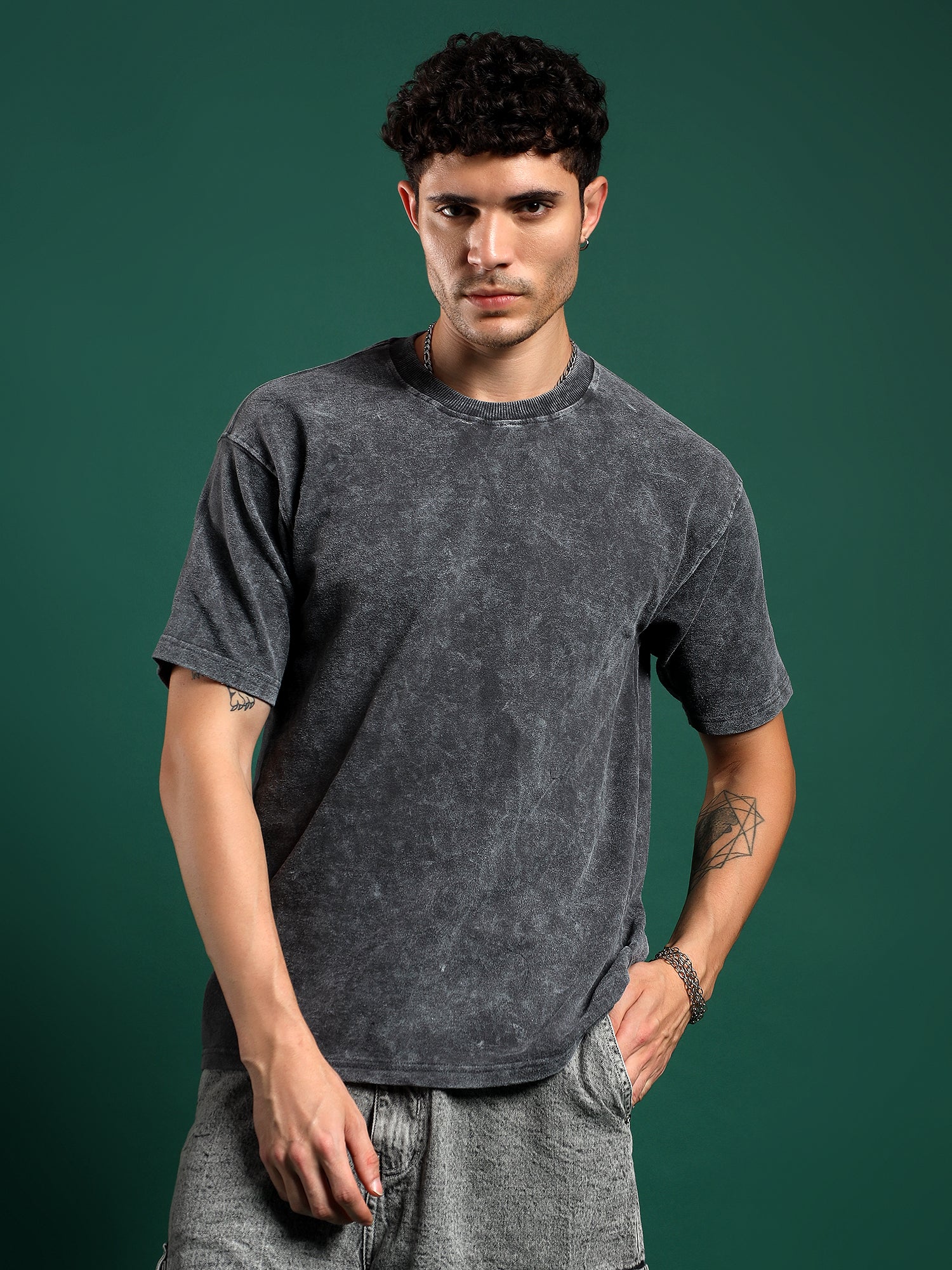Urban Drift Acid wash T-Shirt-Stone Black