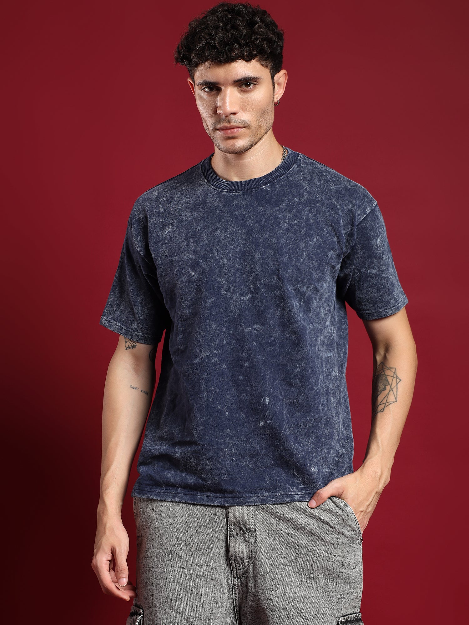Urban Drift Acid wash unisex  T-Shirt-Indigo Blue