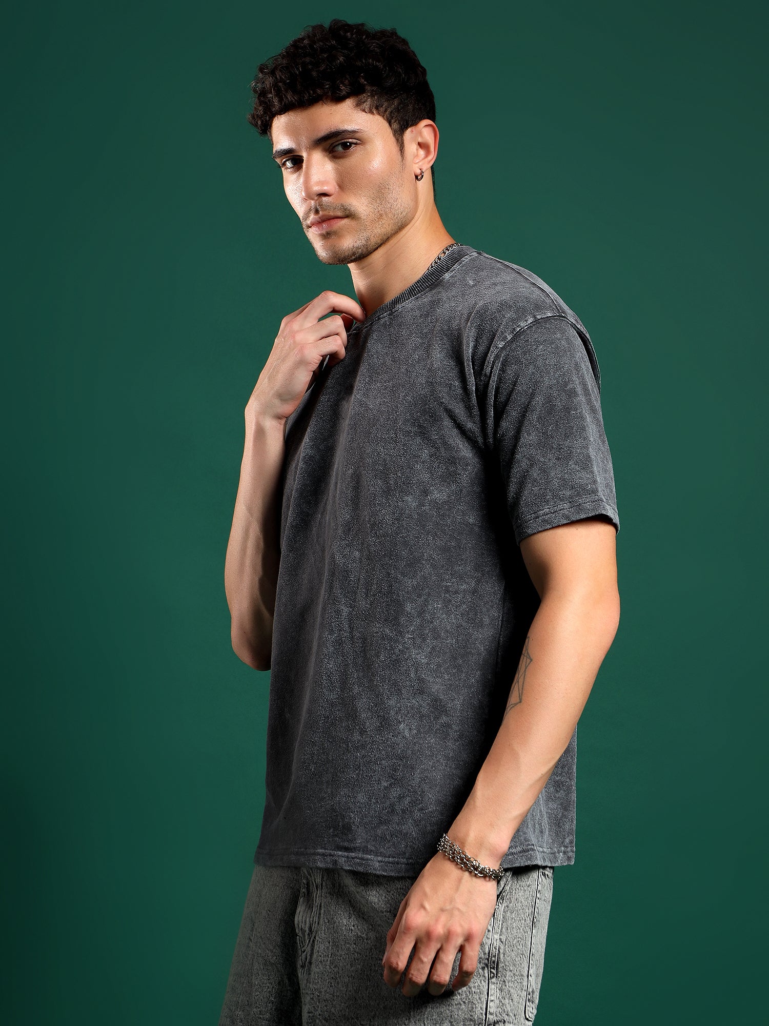 Urban Drift Acid wash T-Shirt-Stone Black
