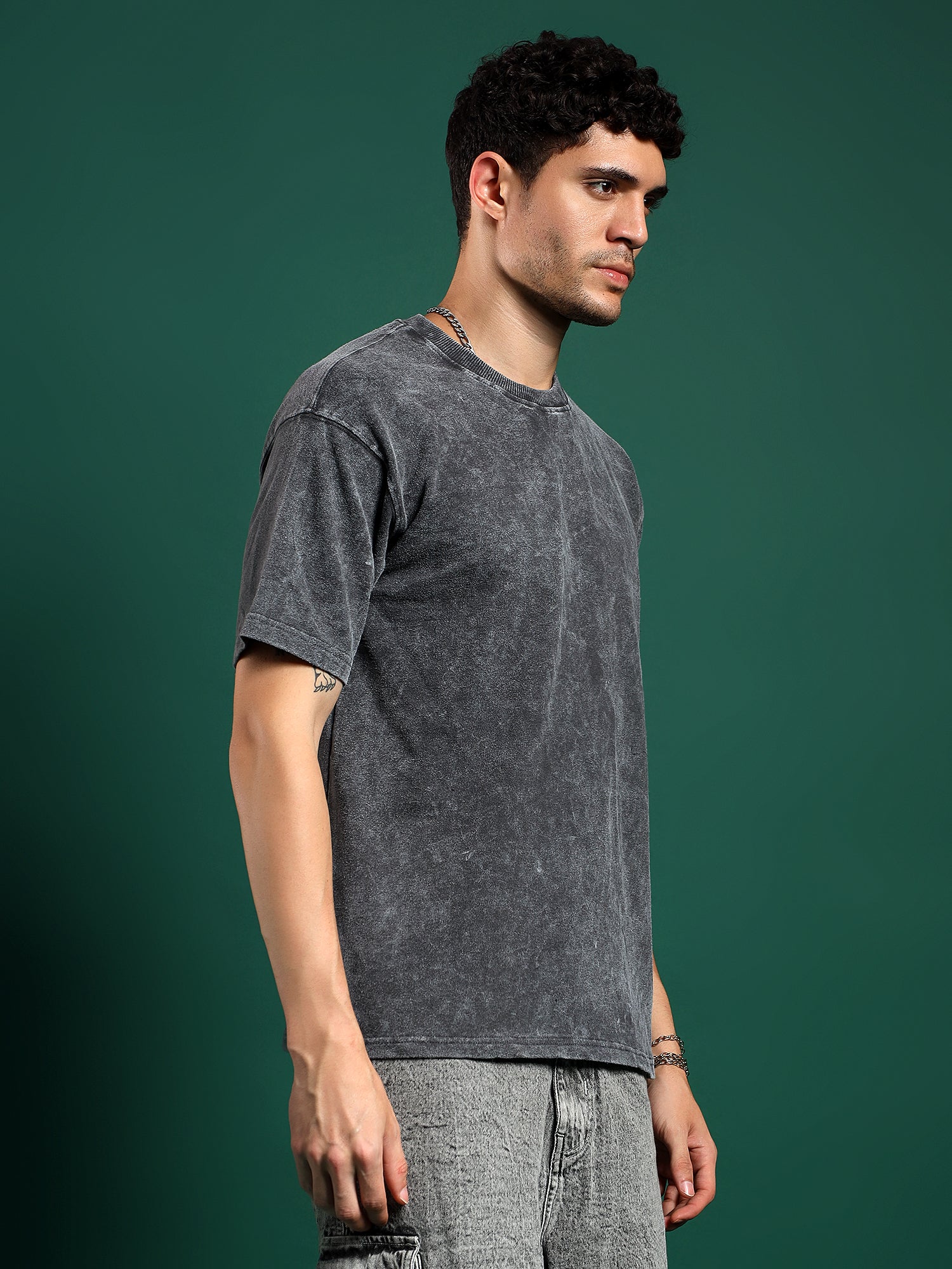 Urban Drift Acid wash T-Shirt-Stone Black