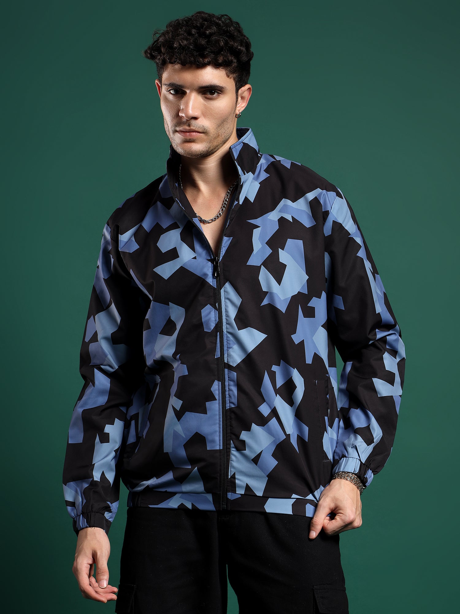 Shadow Geometry Jacket-Blue Mist