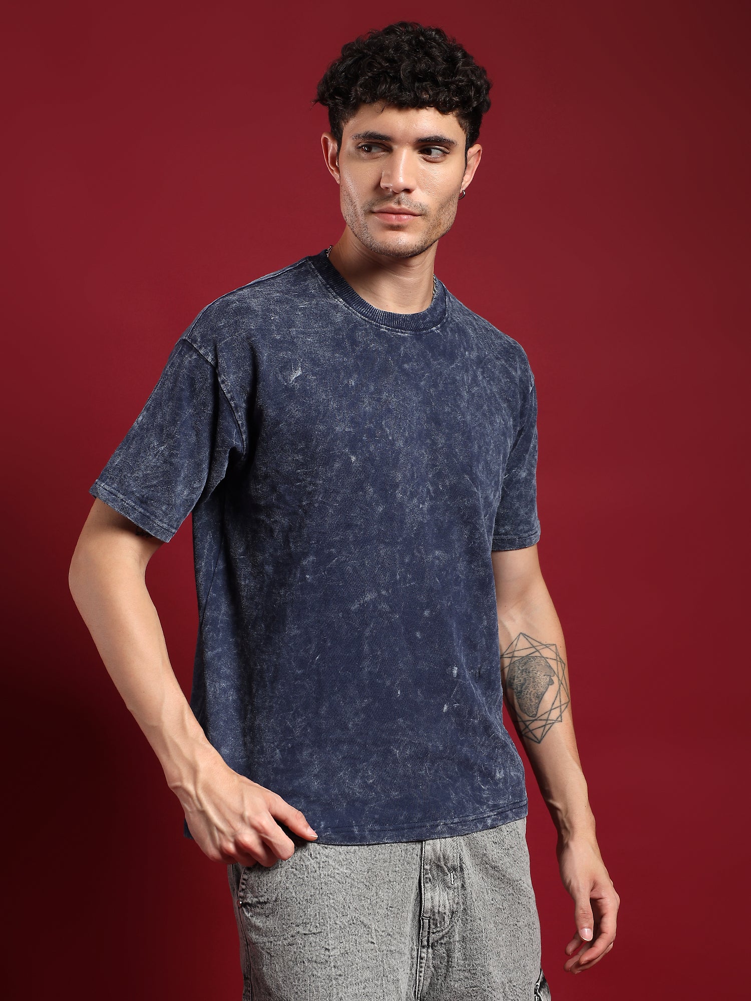 Urban Drift Acid wash unisex  T-Shirt-Indigo Blue