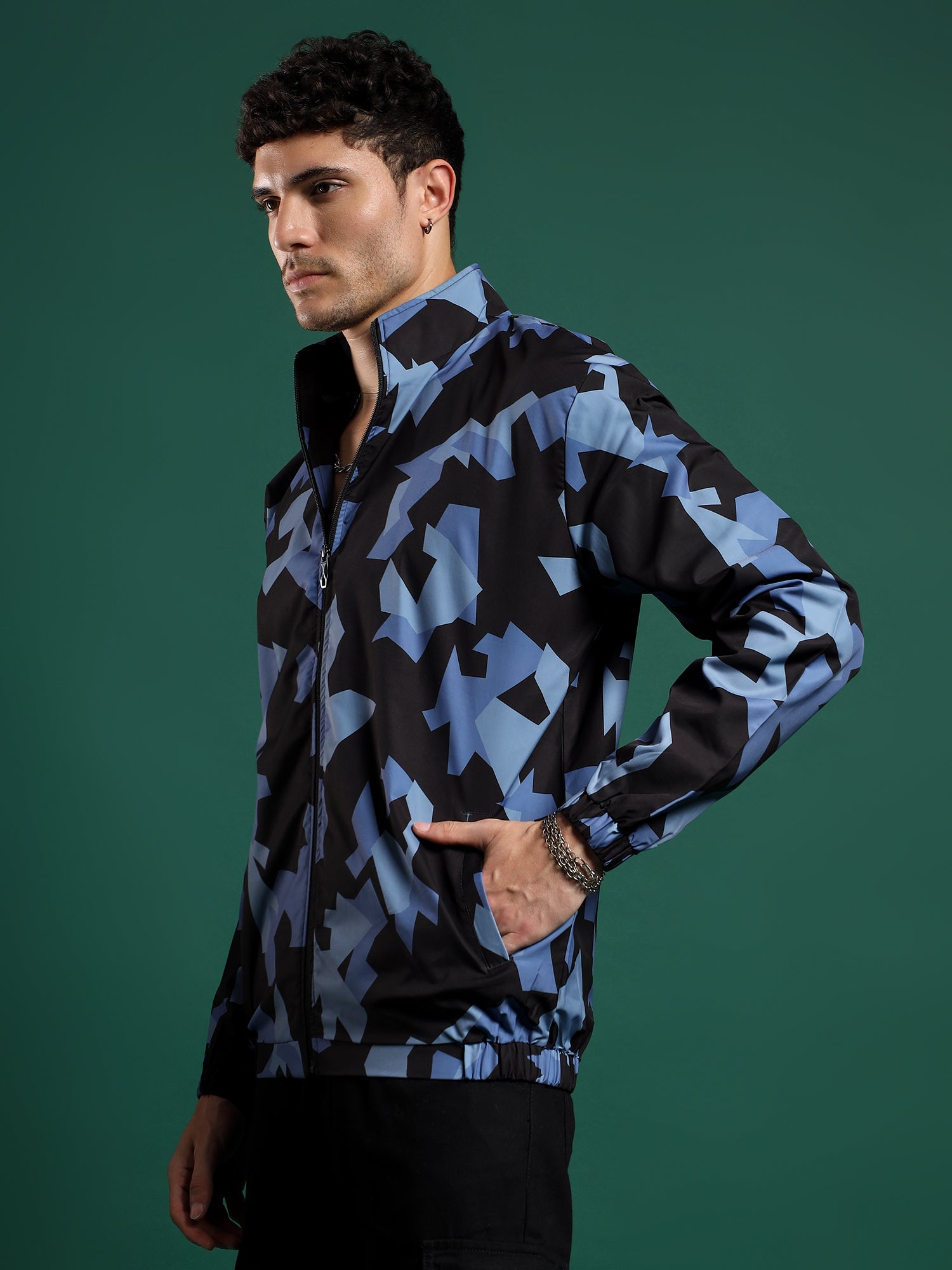 Shadow Geometry Jacket-Blue Mist