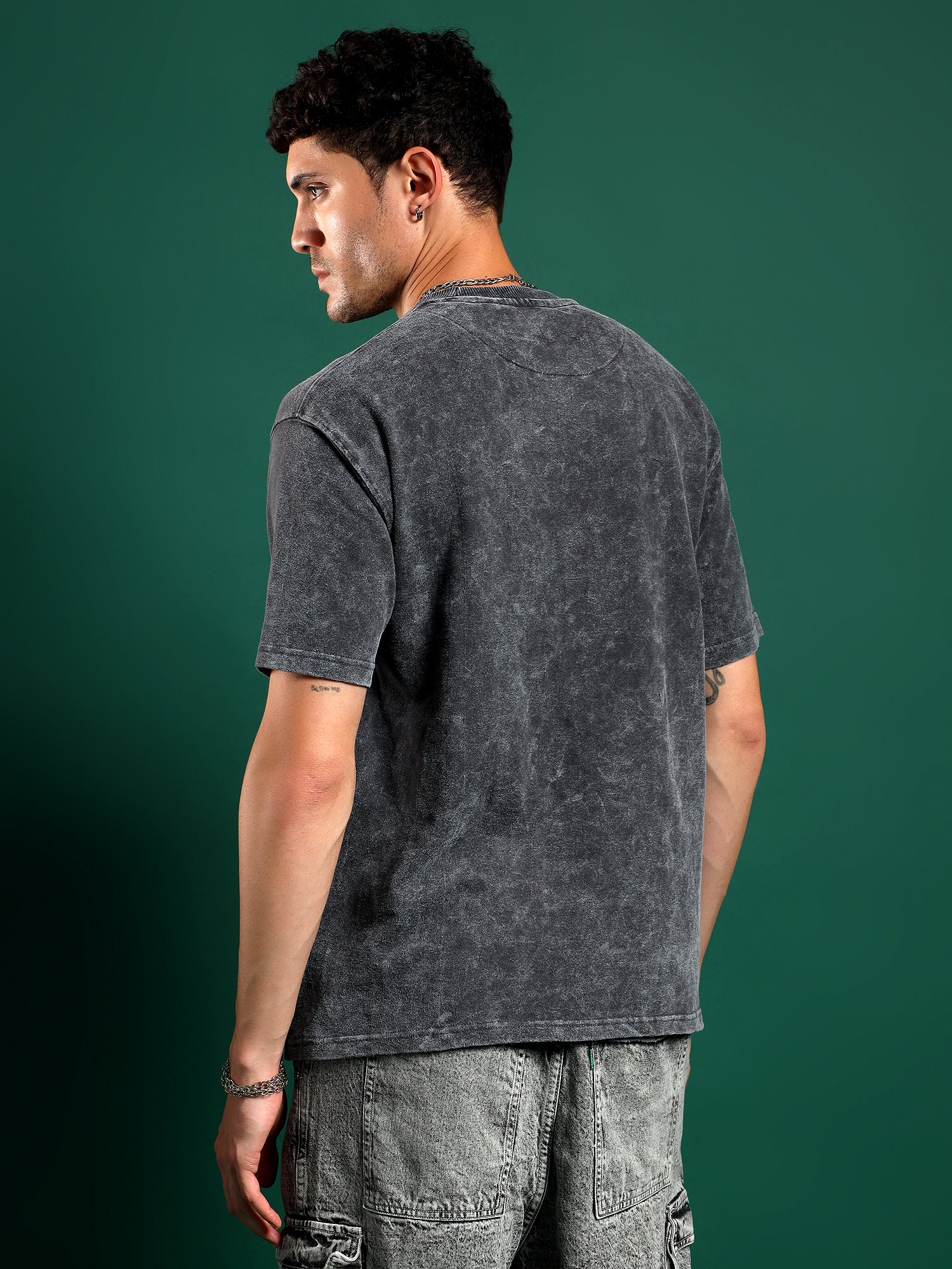Urban Drift Acid wash T-Shirt-Stone Black