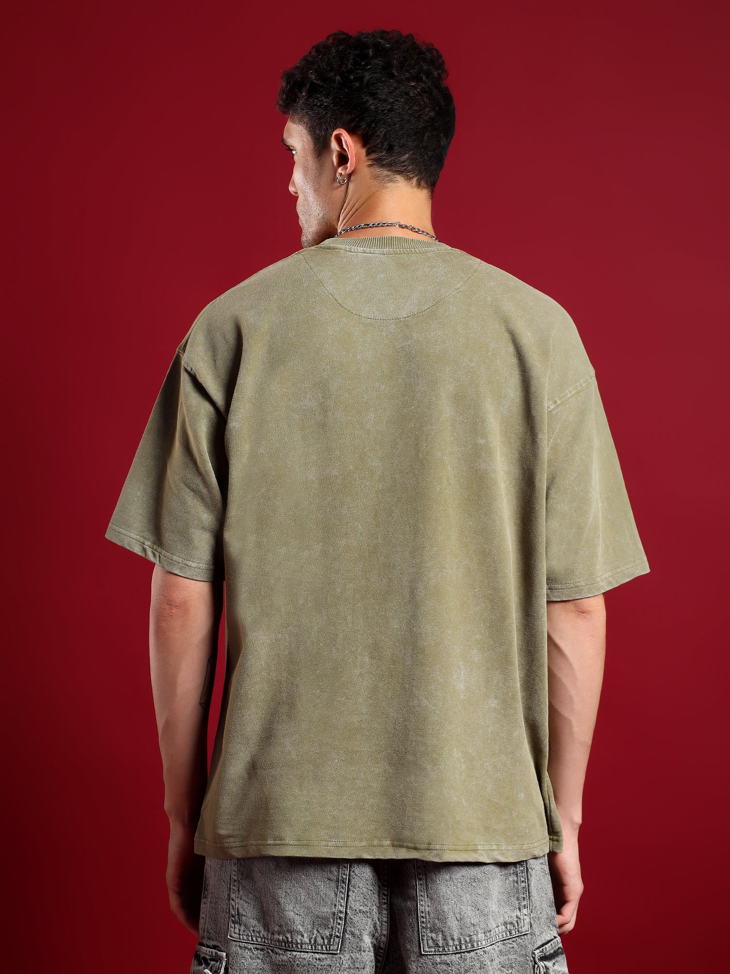 Urban Drift Acid wash unisex  T-Shirt-Moss Green