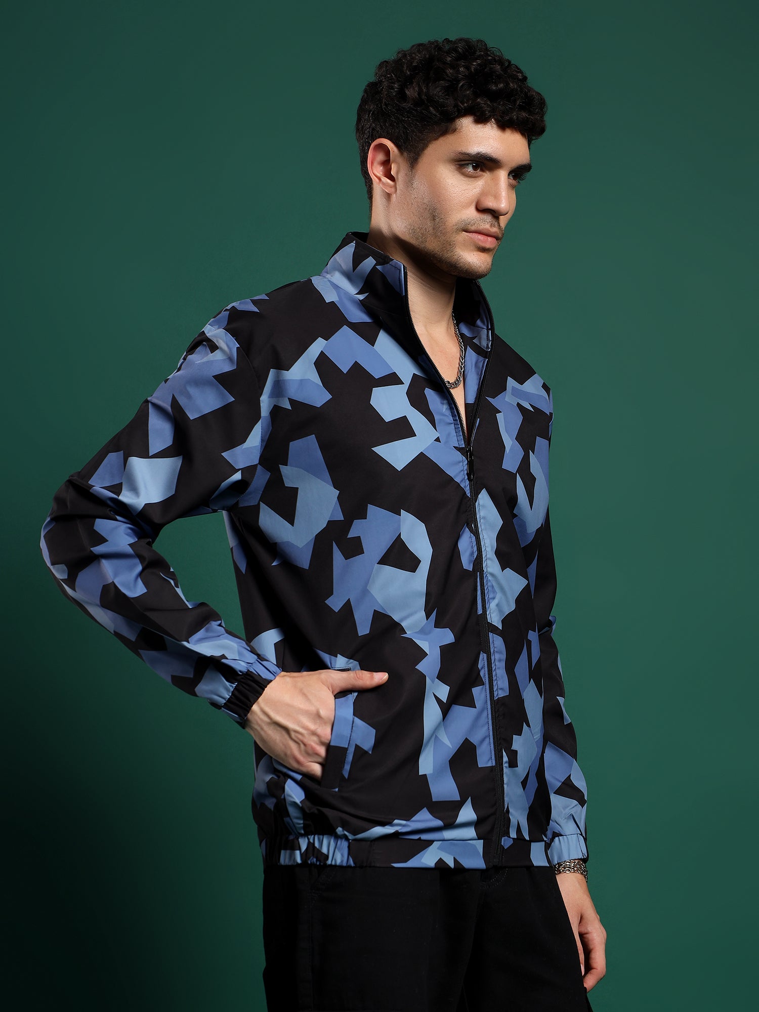 Shadow Geometry Jacket-Blue Mist