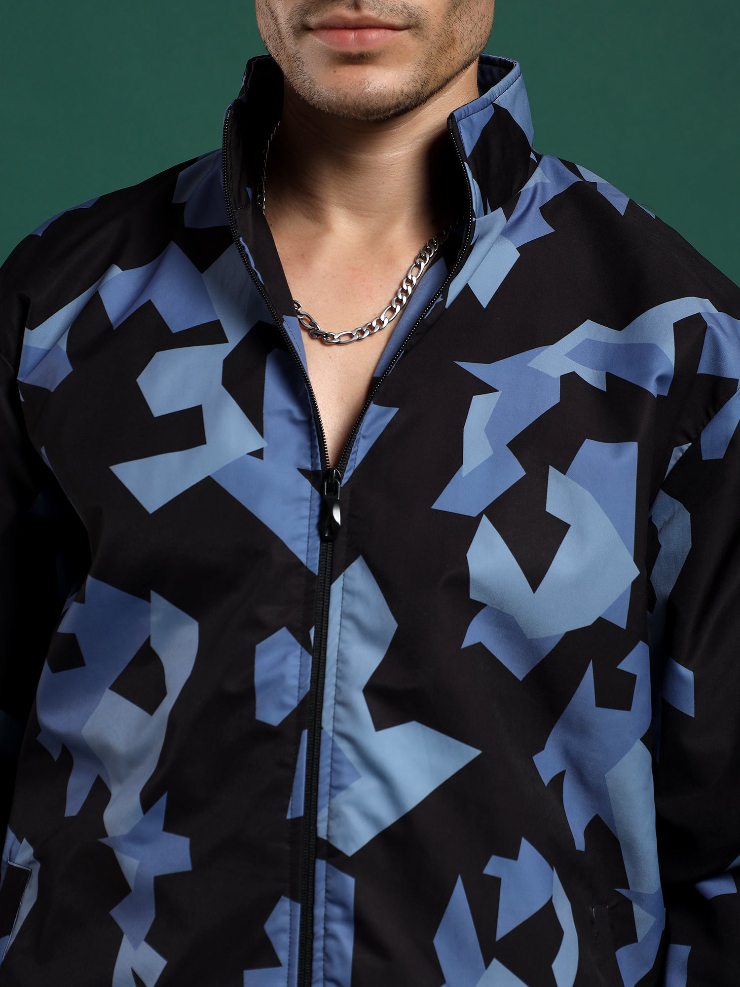 Shadow Geometry Jacket-Blue Mist