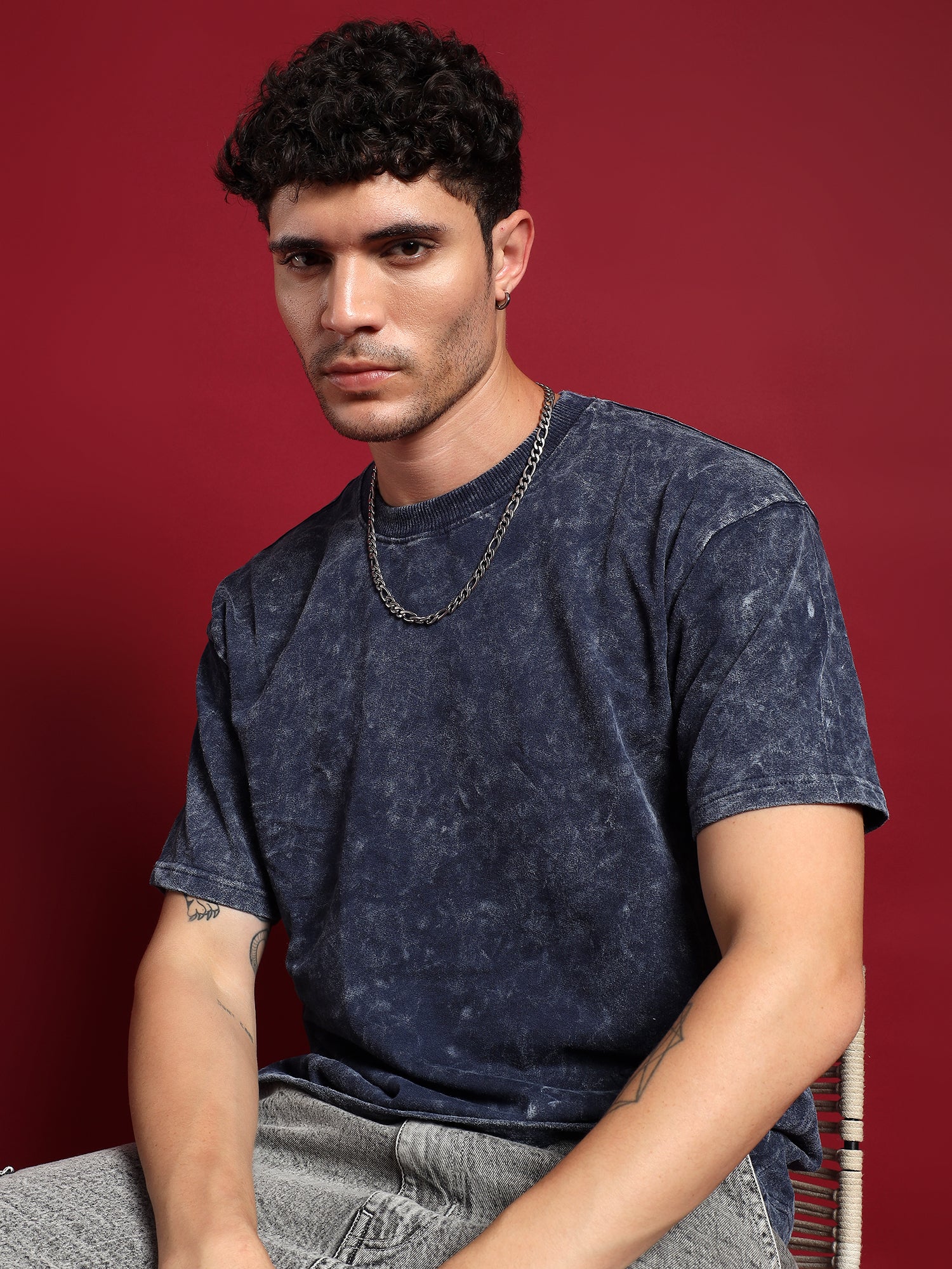 Urban Drift Acid wash unisex  T-Shirt-Indigo Blue