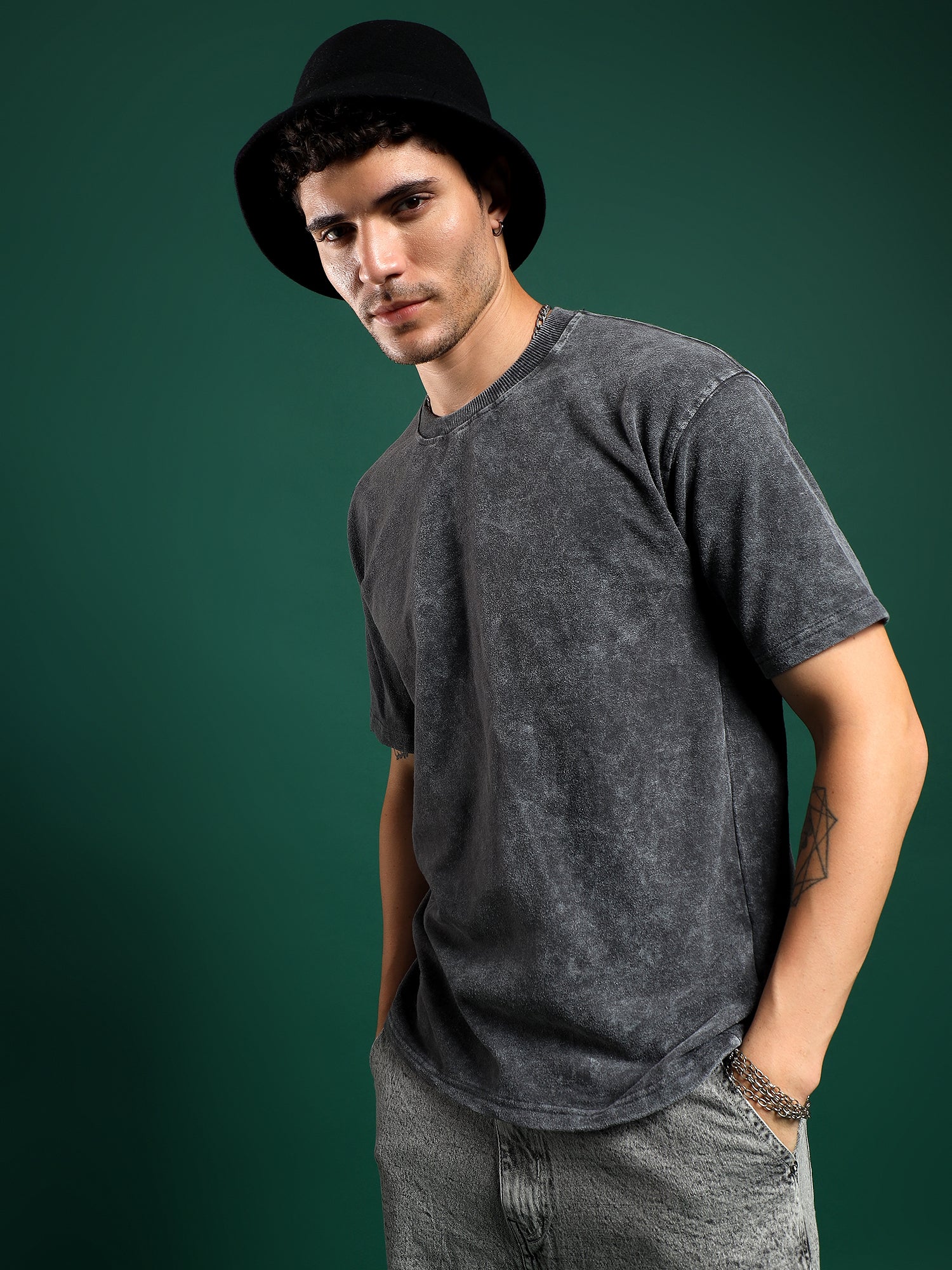 Urban Drift Acid wash T-Shirt-Stone Black