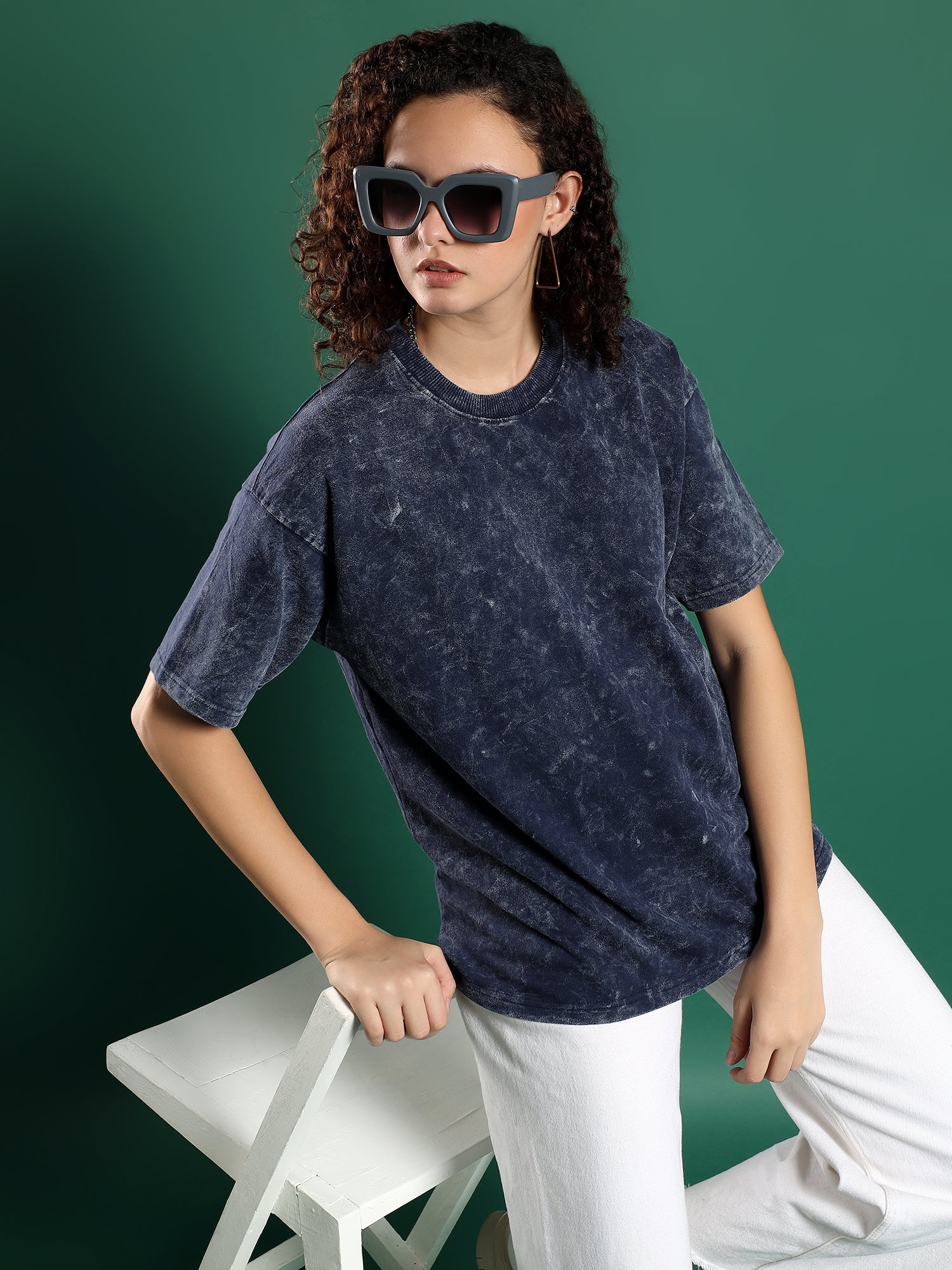 Urban Drift Acid wash unisex  T-Shirt-Indigo Blue